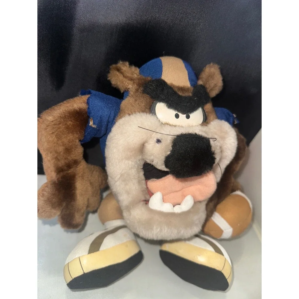 Vintage Looney Tunes Taz Football Plush Tasmanian Devil 00 Jersey 11 Inch